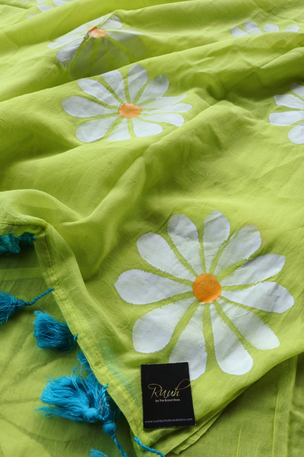NEON MULMUL DAISY HANDPAINT SAREE - TBS26MD