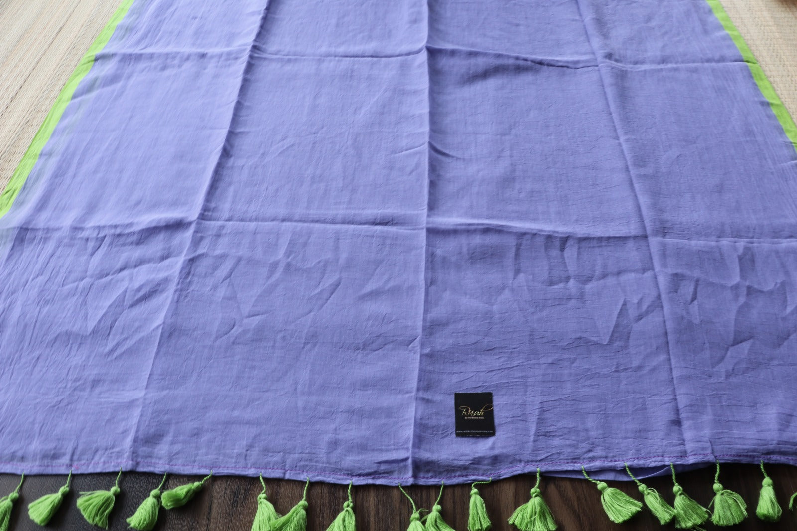 LAVENDER - GREEN PLAIN MULMUL SAREE