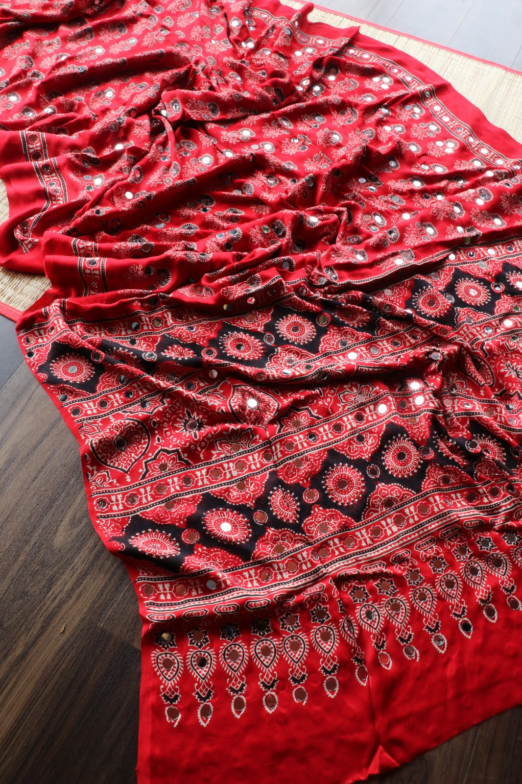 AJRAKH MODAL SILK WITH MIRROR WORK