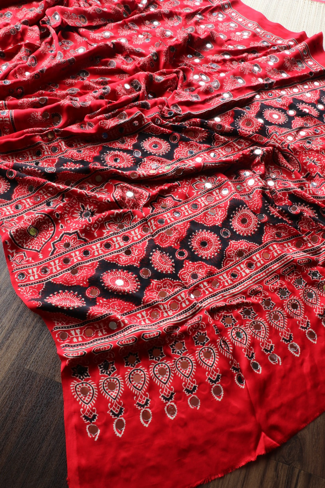 AJRAKH MODAL SILK WITH MIRROR WORK