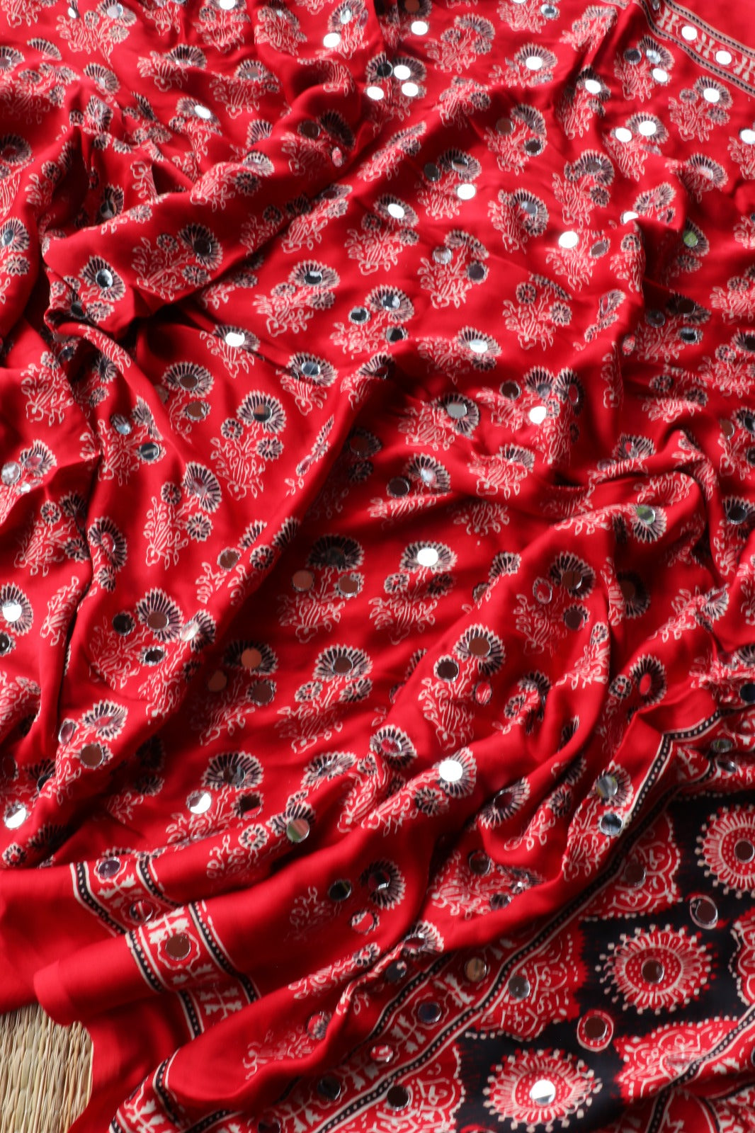 AJRAKH MODAL SILK WITH MIRROR WORK