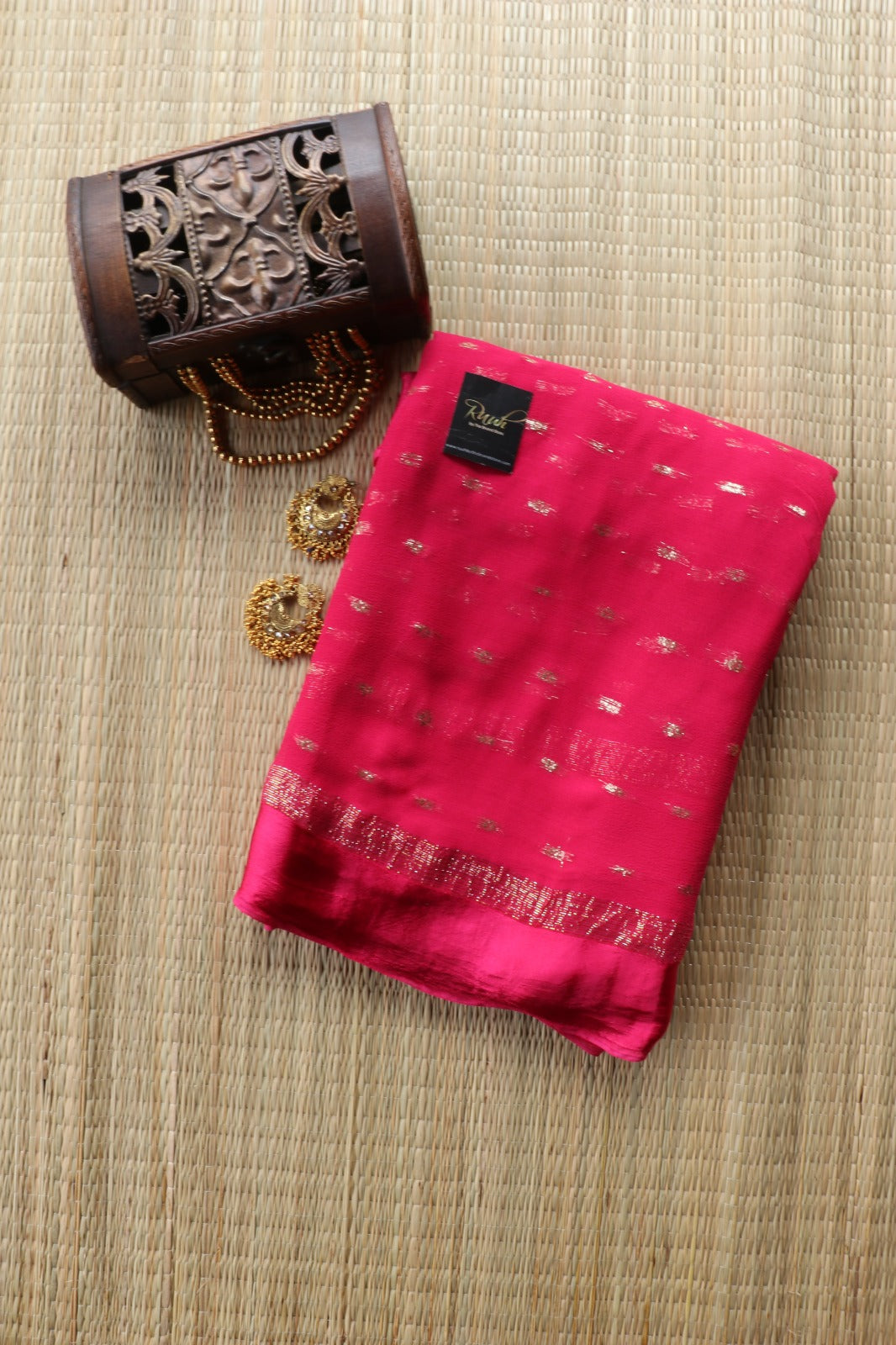 HOT PINK VISCOSE GEORGETTE SAREE