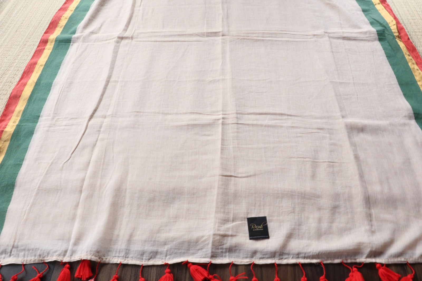 MUL COTTON SAREE WITH TRI COLOUR BORDER