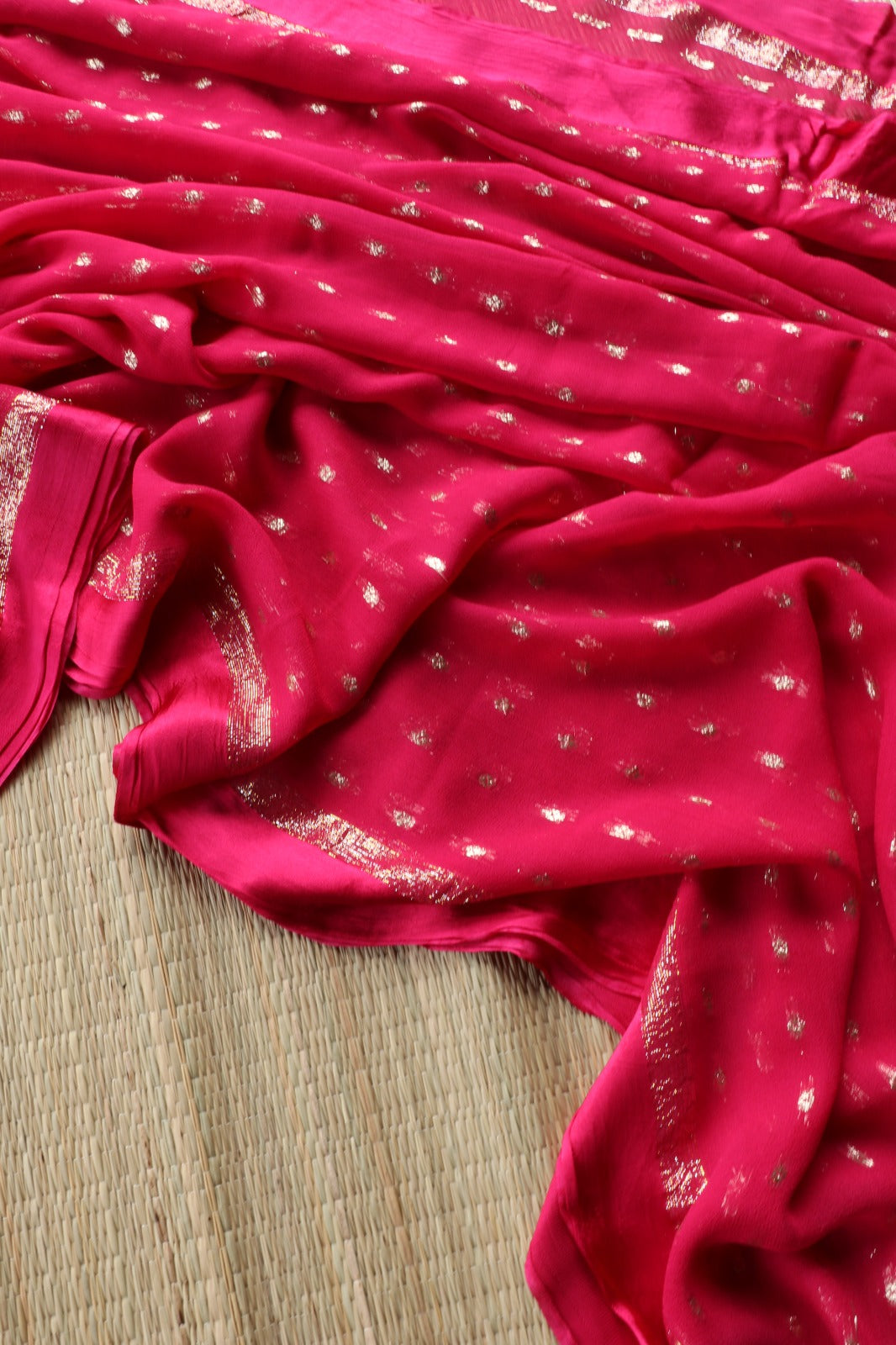 HOT PINK VISCOSE GEORGETTE SAREE