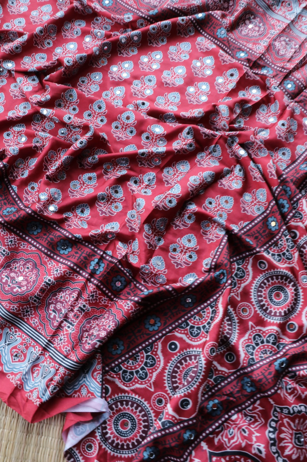 SEMI MODAL SILK WITH MIRROR WORK - TBS26SMM