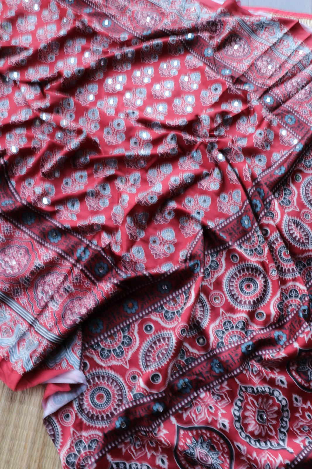 SEMI MODAL SILK WITH MIRROR WORK - TBS26SMM
