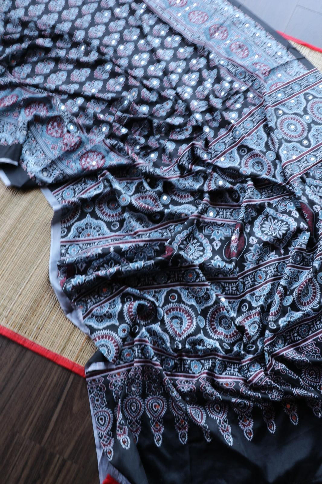 SEMI MODAL SILK WITH MIRROR WORK- TBS26SMM