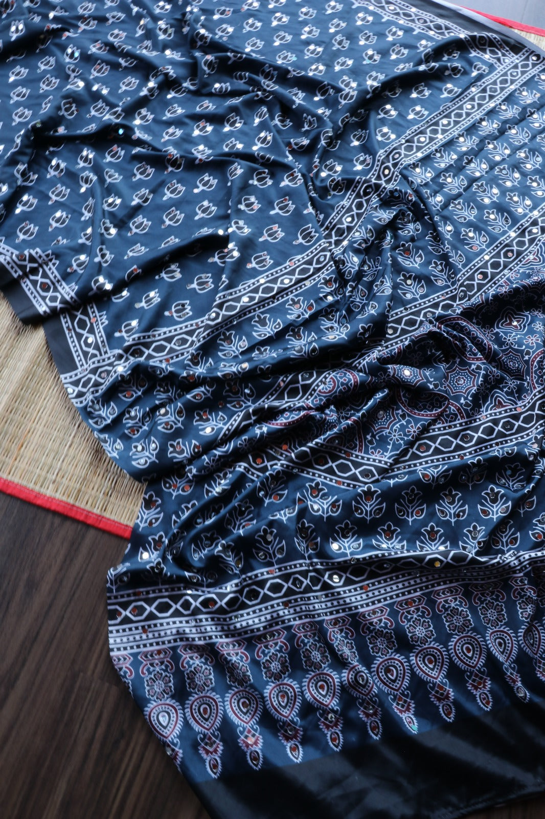 SEMI MODAL SILK WITH MIRROR WORK- TBS26SMM