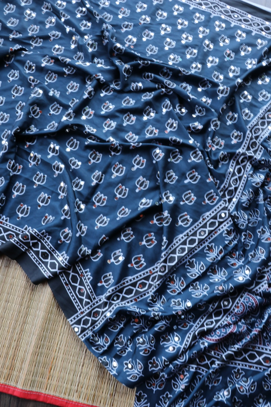 SEMI MODAL SILK WITH MIRROR WORK- TBS26SMM