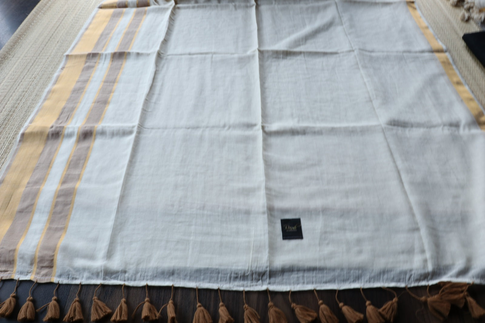 MUL COTTON WITH BROWN GOLD BORDER-TBS26VC
