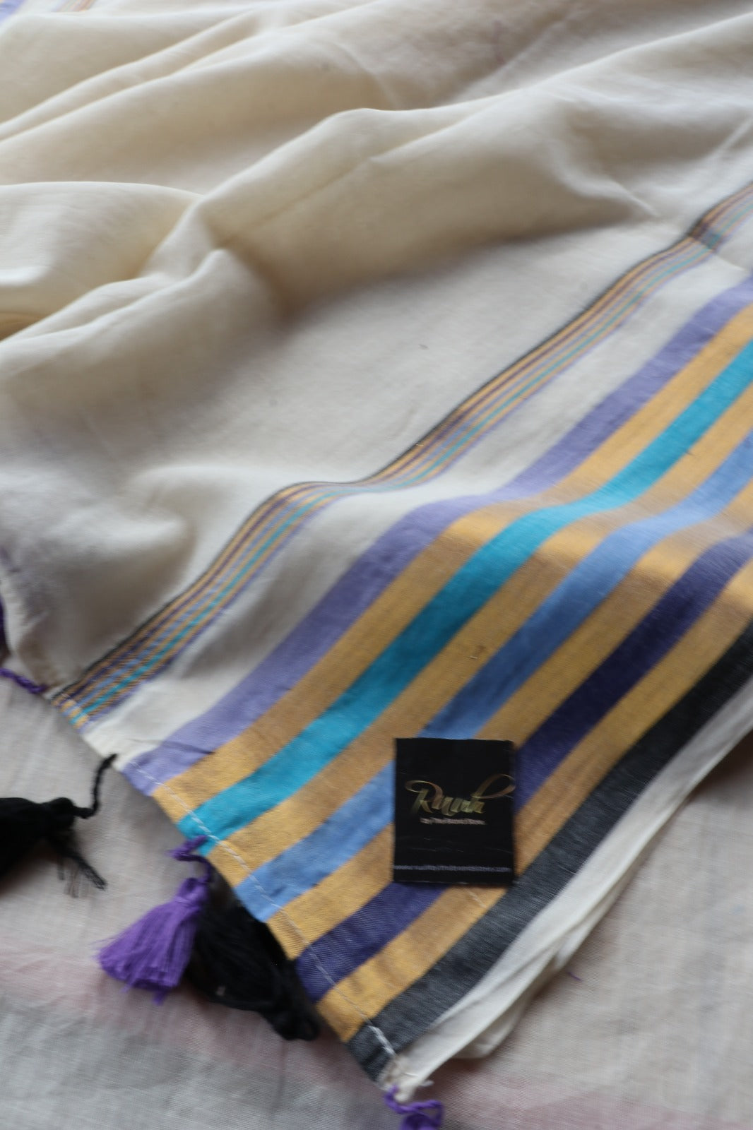 MUL COTTON WITH BLUE & BLACK BORDER-TBS26VC