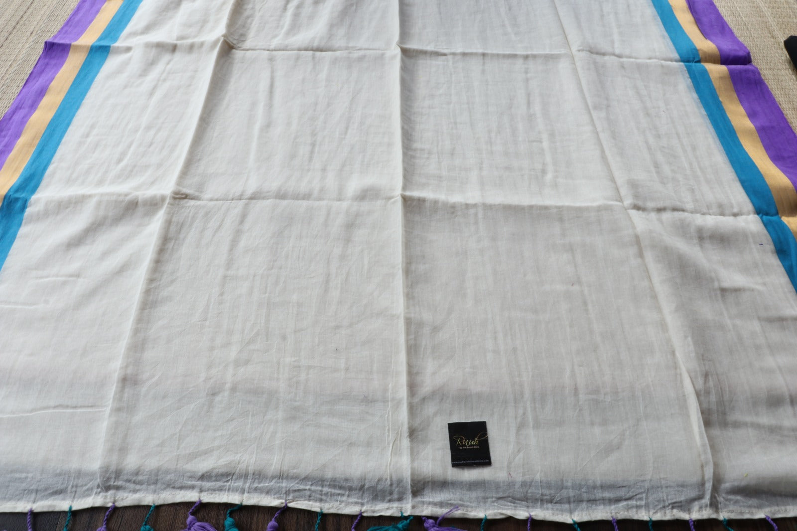 MUL COTTON WITH BLUE & LAVENDER BORDER-TBS26VC