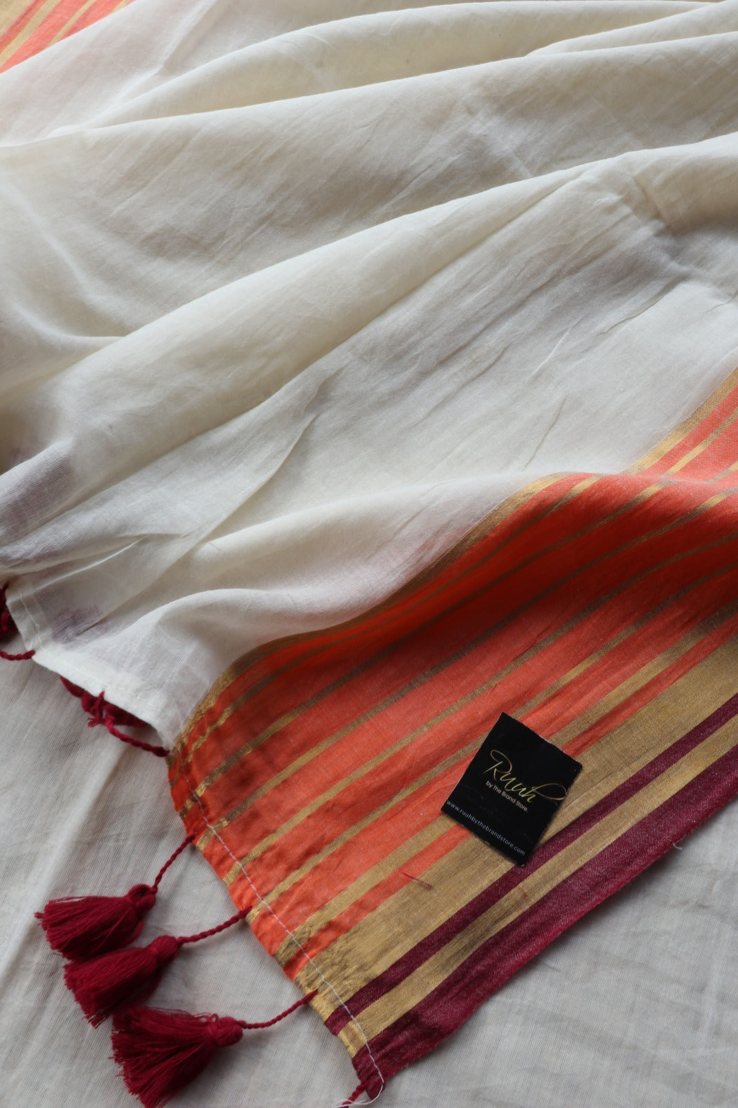 MUL COTTON WITH ORANGE MAROON BORDER-TBS26VC