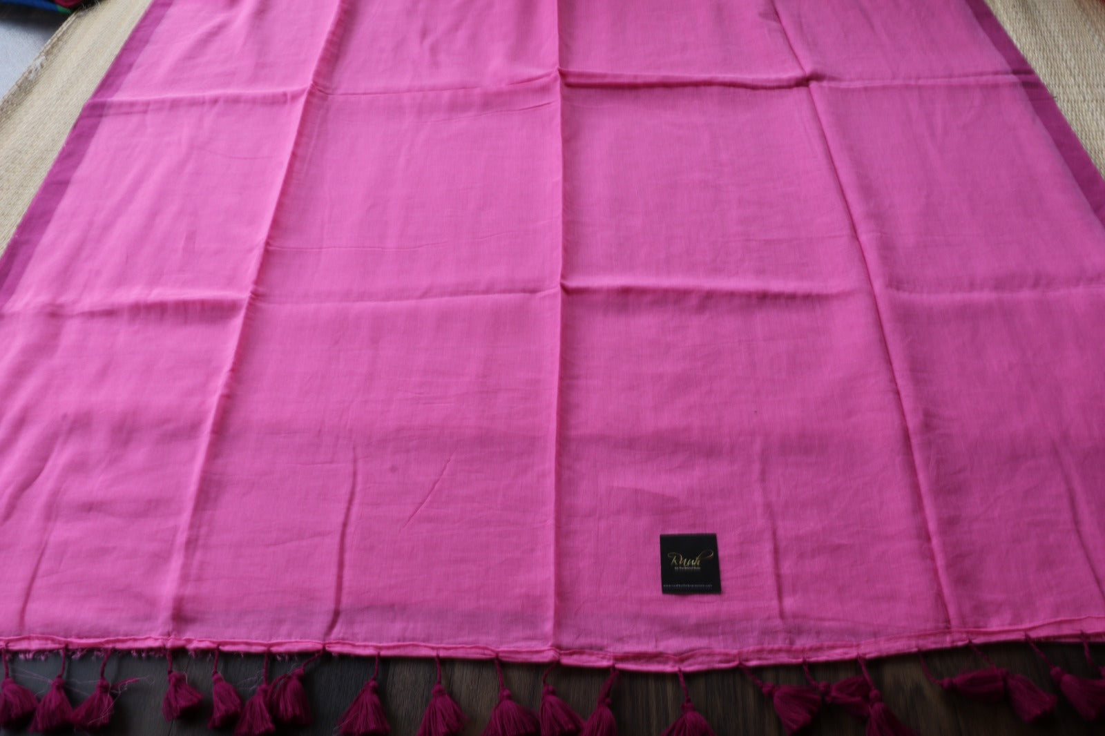 PINK- DARK PINK PLAIN MULMUL SAREE-TBS26MP