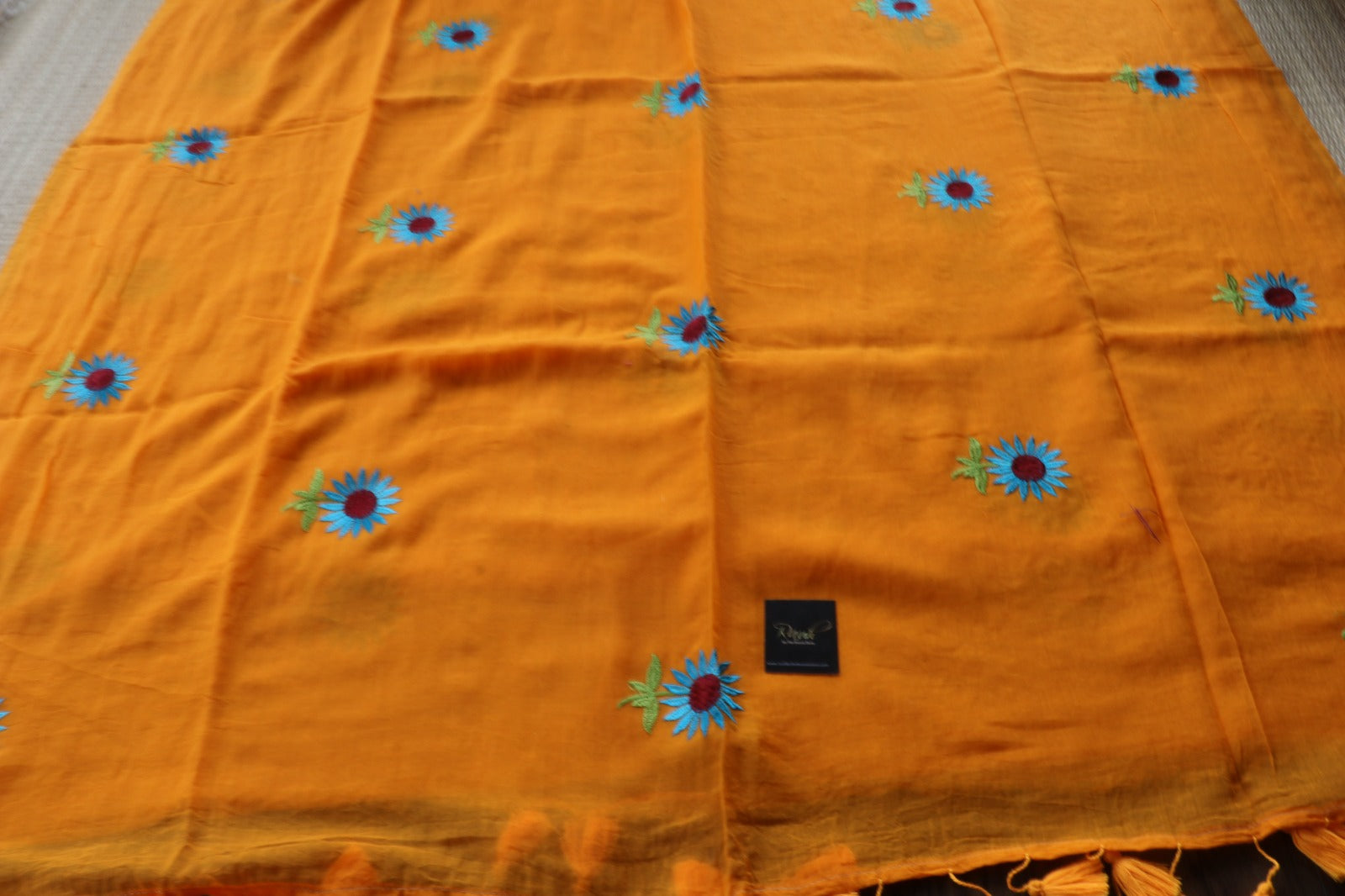 ORANGE MULMUL SUNFLOWER EMBROIDERY-TBS26MSE