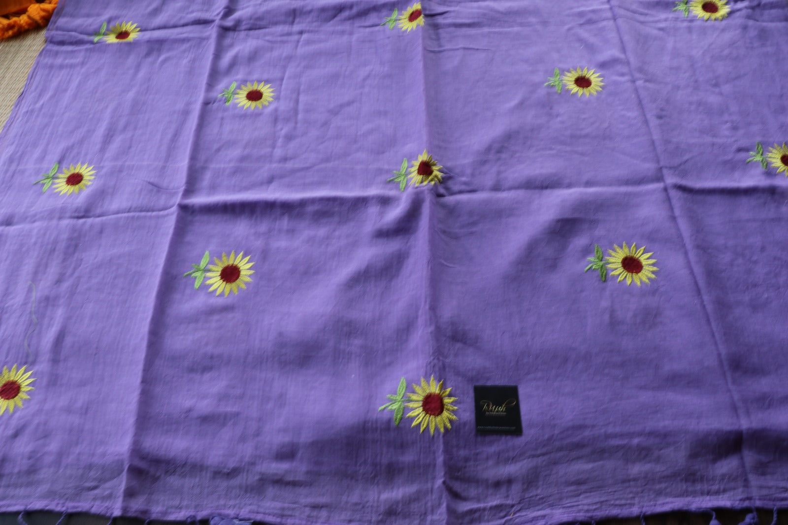 LAVENDER MULMUL SUNFLOWER EMBROIDERY-TBS26MSE