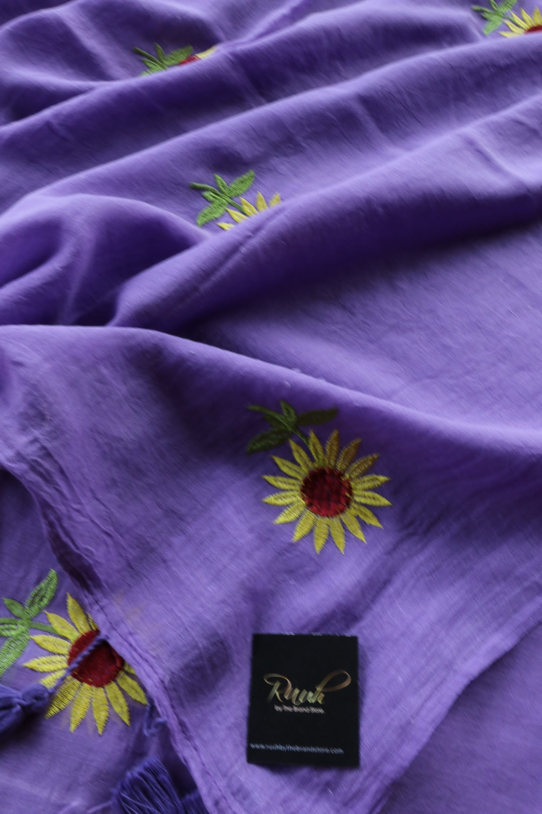 LAVENDER MULMUL SUNFLOWER EMBROIDERY-TBS26MSE