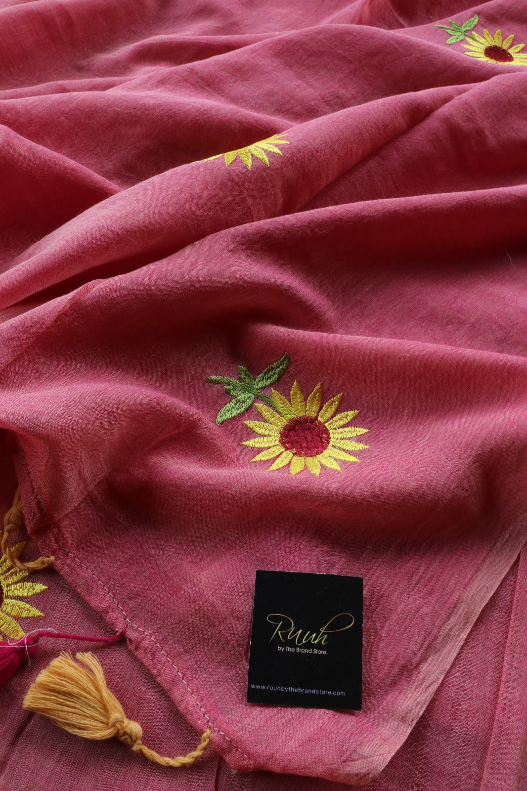 PINK MULMUL SUNFLOWER EMBROIDERY-TBS26MSE