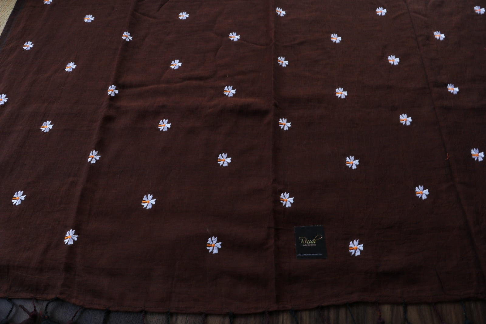 DARK COFFEE MULMUL PARIJAT EMBROIDERY-TBS26MPE