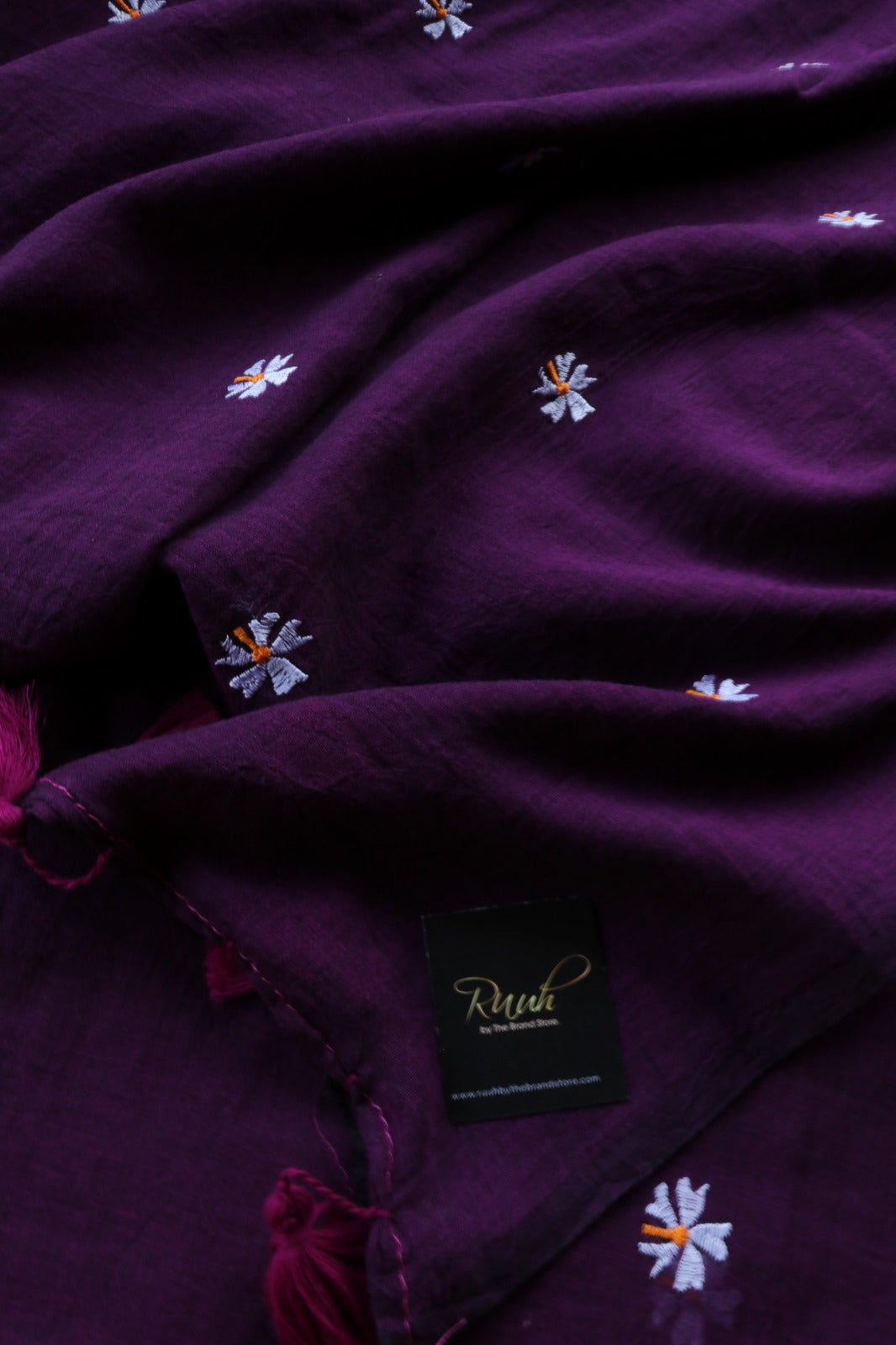 WINE MULMUL PARIJAT EMBROIDERY-TBS26MPE