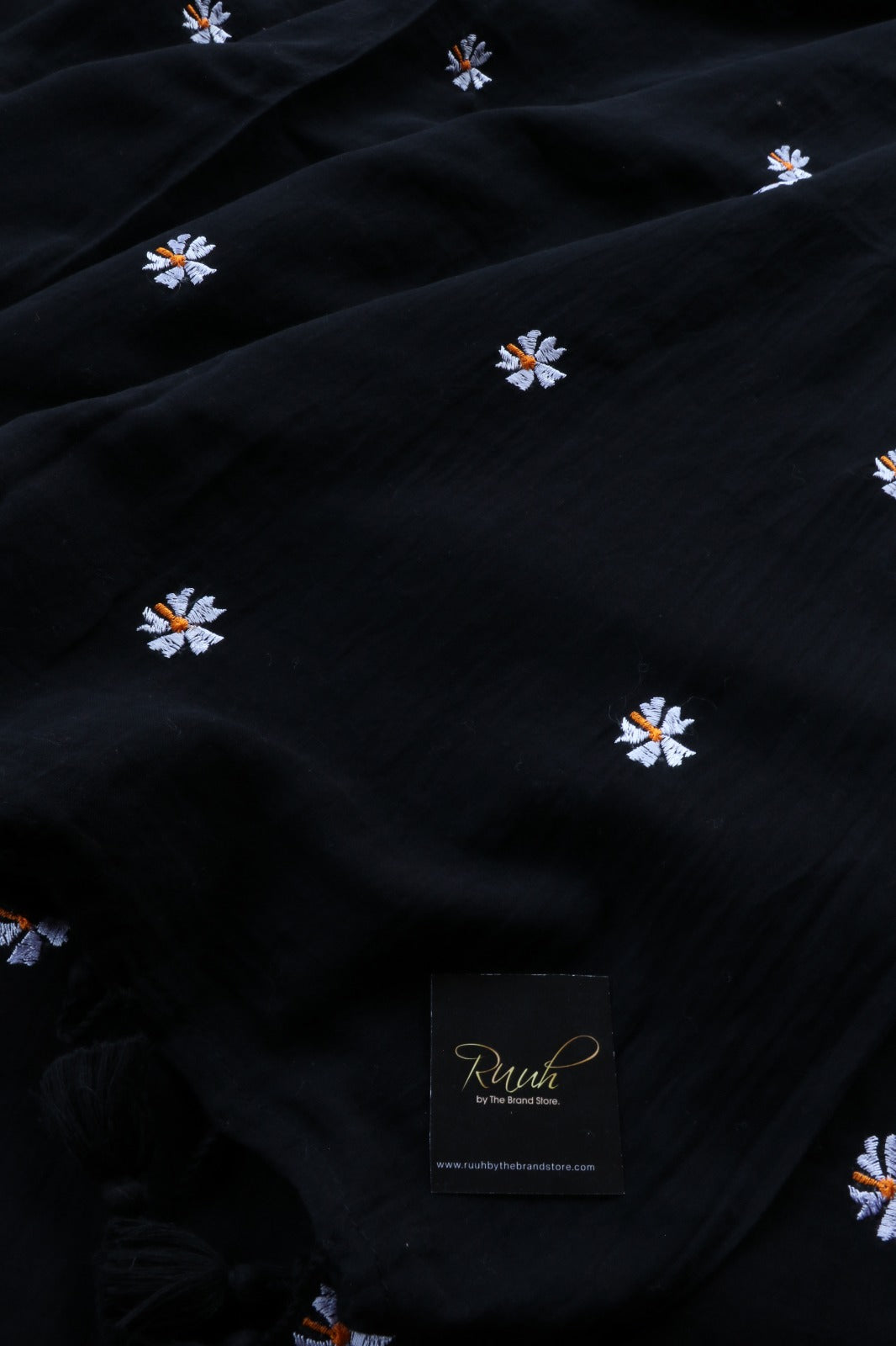 BLACK MULMUL PARIJAT EMBROIDERY-TBS26MPE