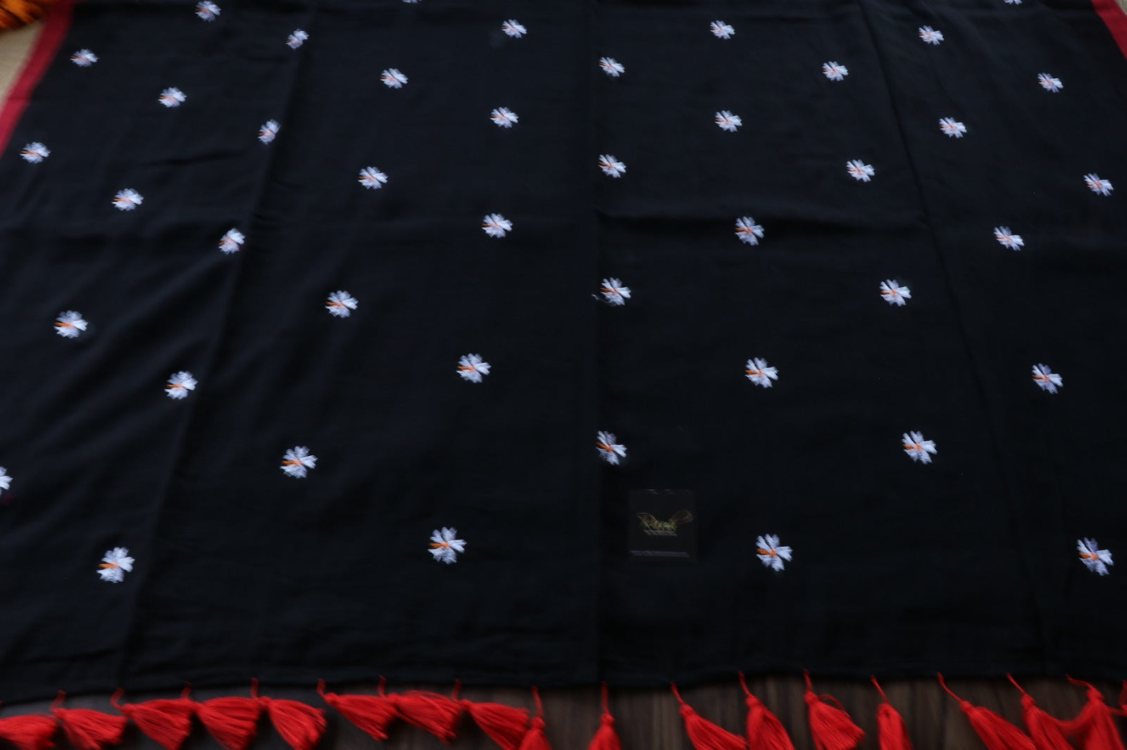 BLACK MULMUL PARIJAT EMBROIDERY-TBS26MPE