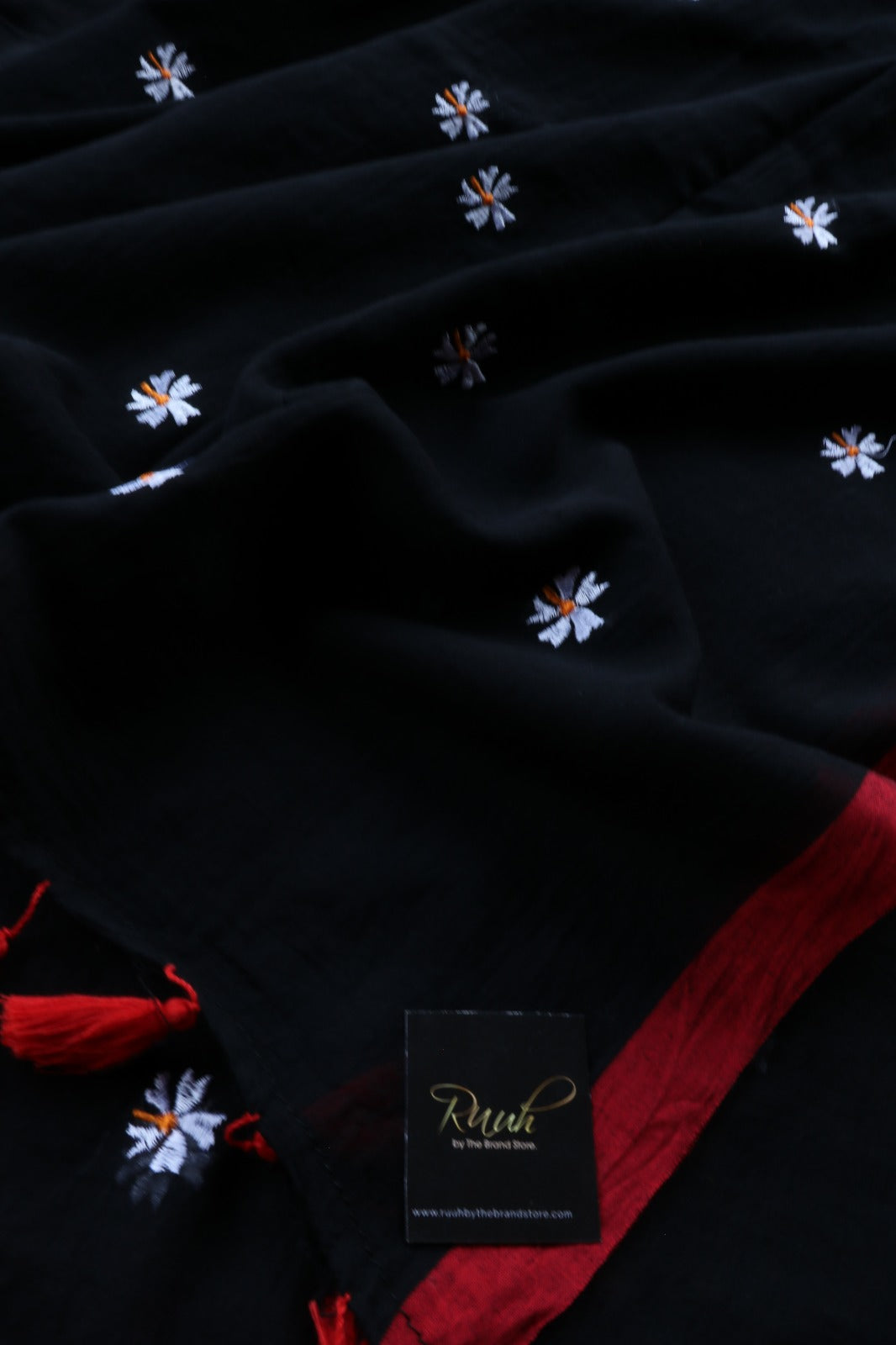 BLACK MULMUL PARIJAT EMBROIDERY-TBS26MPE
