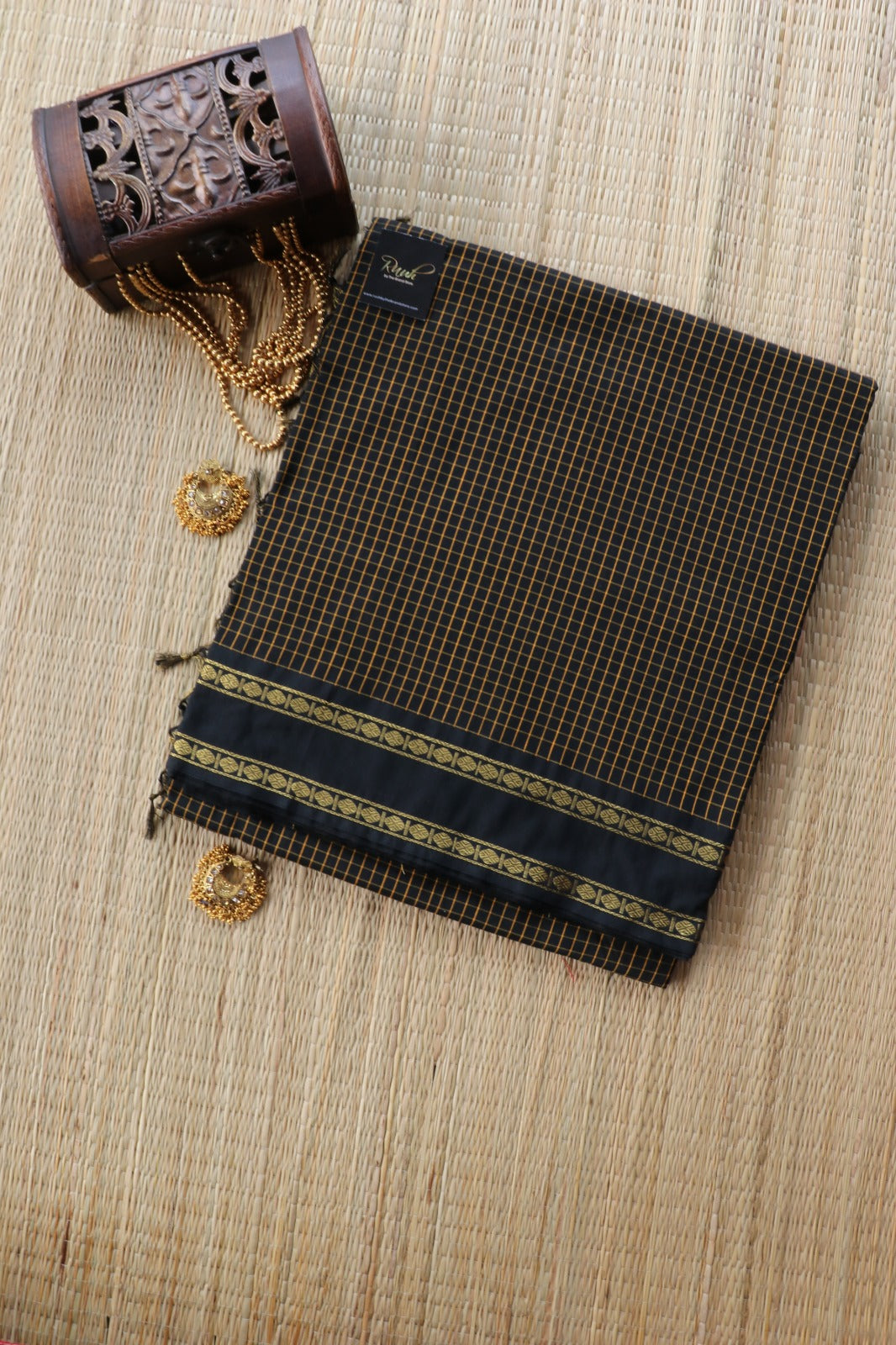 BLACK KALYANI COTTON SAREE- TBS26KC1