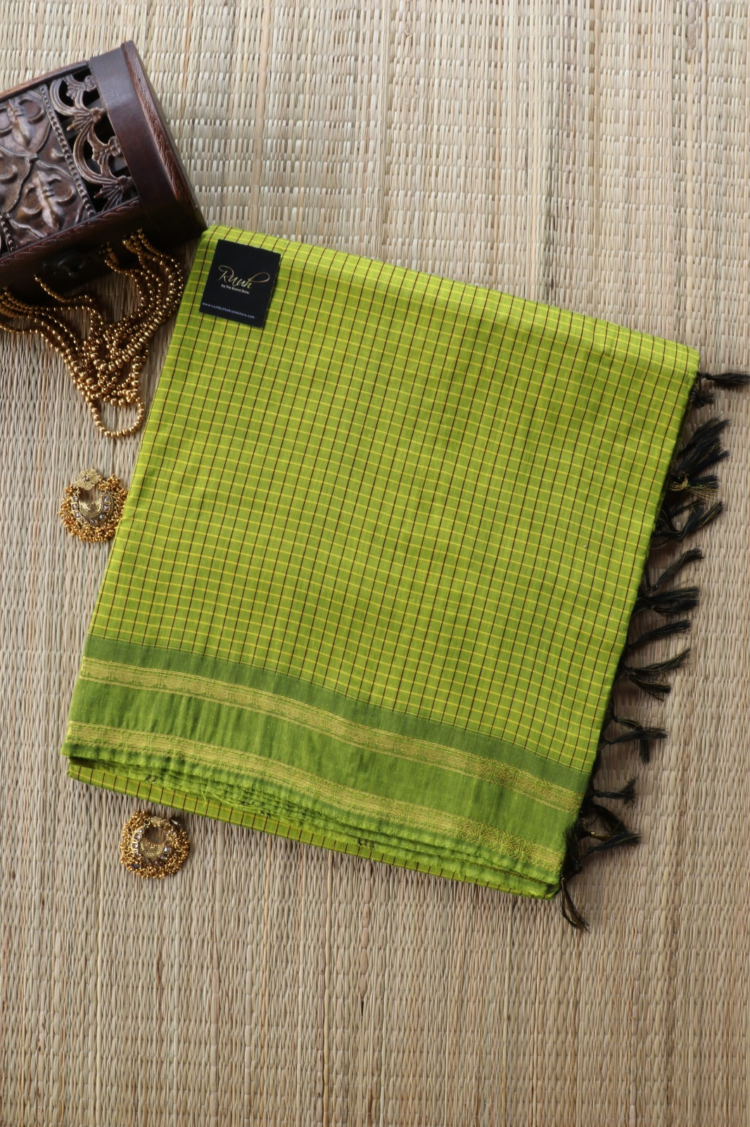 GREEN KALYANI COTTON SAREE - TBS26KC1