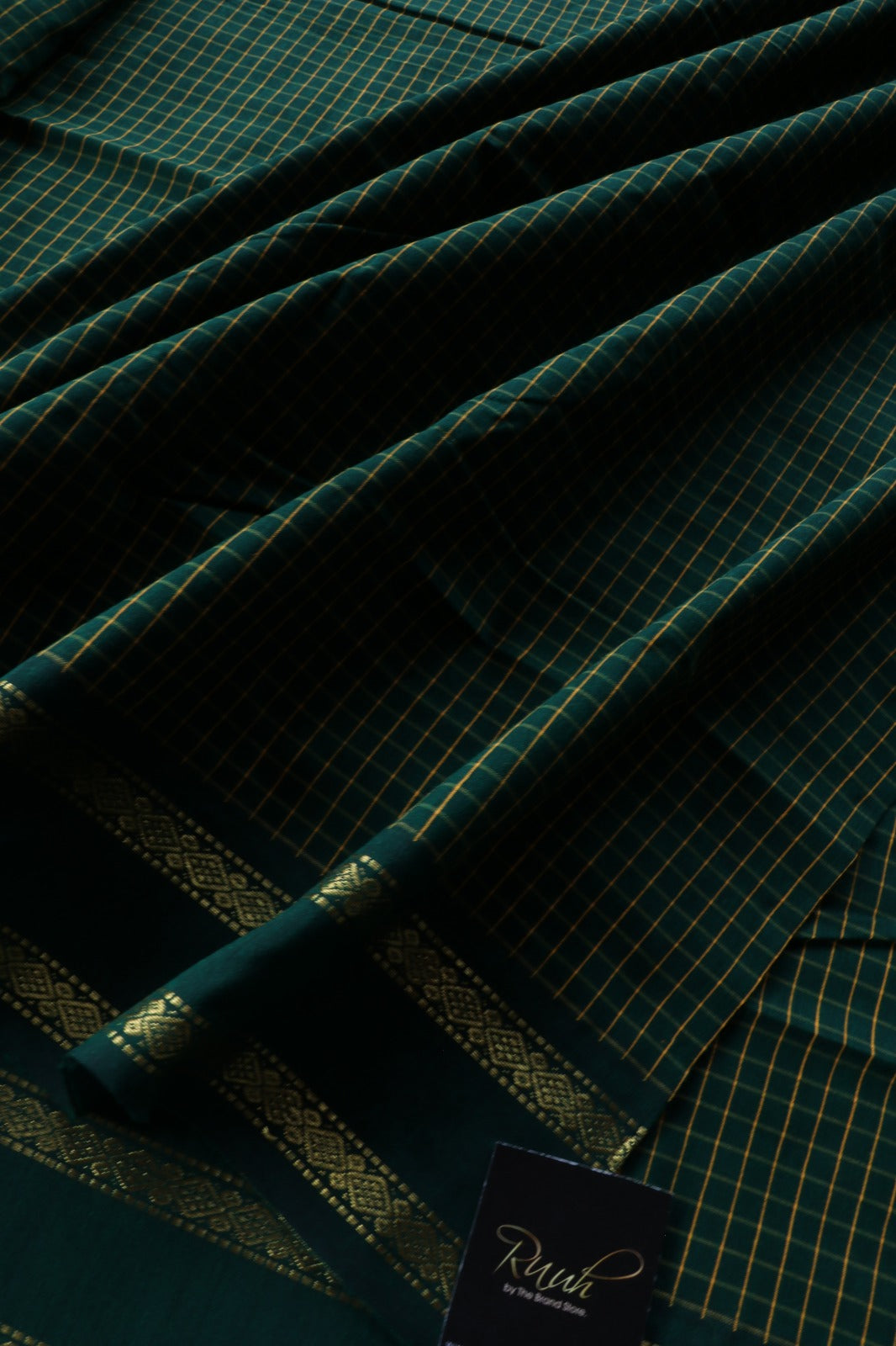 DARK GREEN KALYANI COTTON SAREE - TBS26KC1