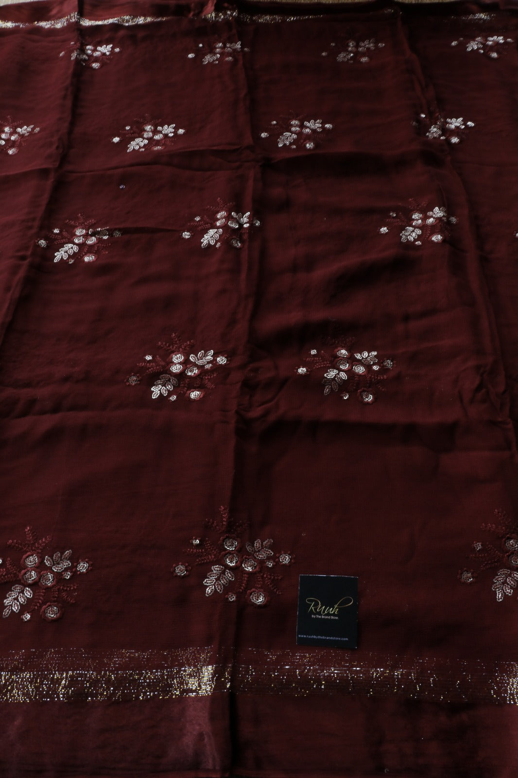 BROWN VISCOSE FLORAL EMBROIDERY - TBS26VG