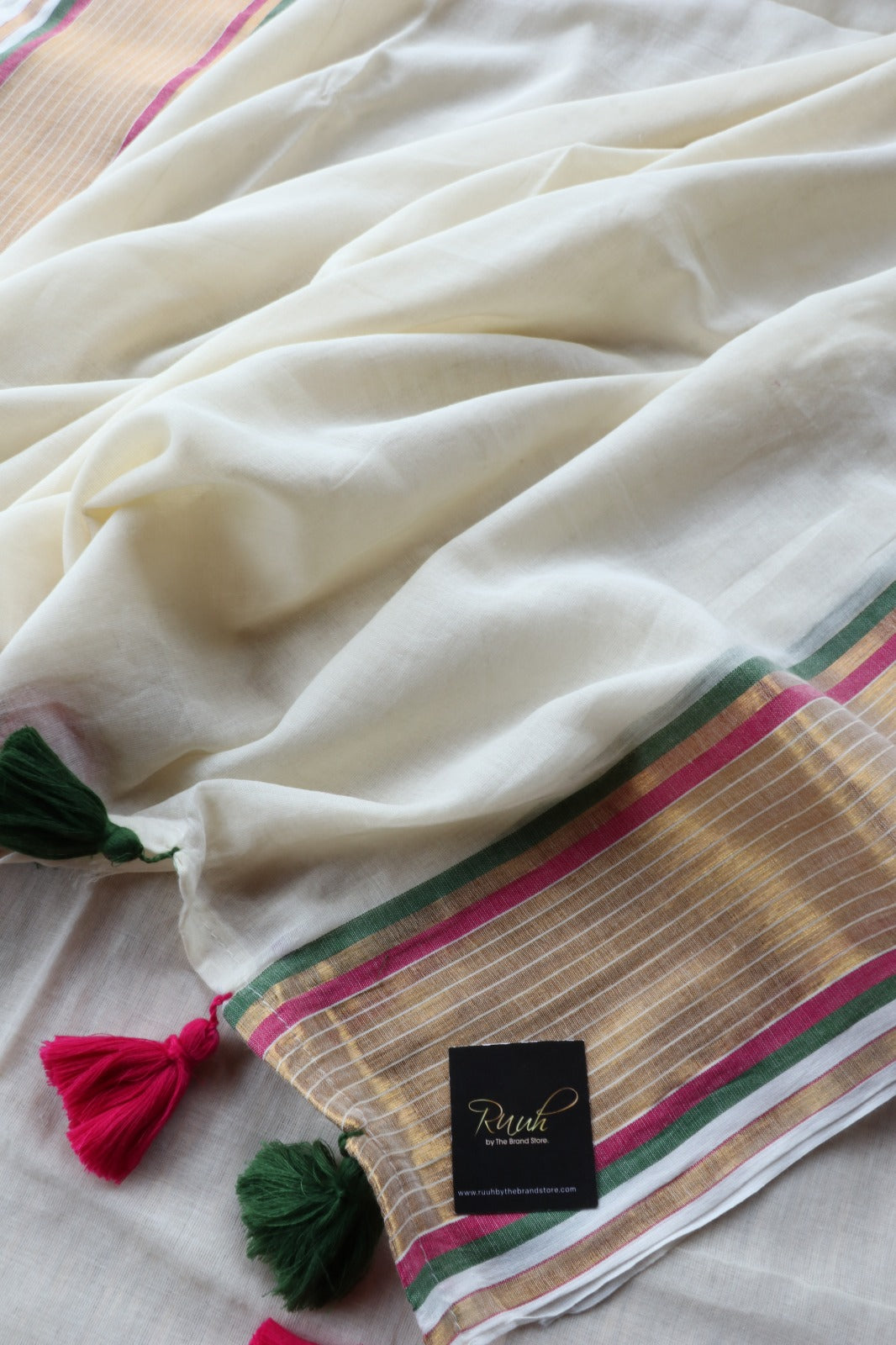MUL COTTON SAREE WITH ZARI AND COLOUR BORDER- TBS26VC