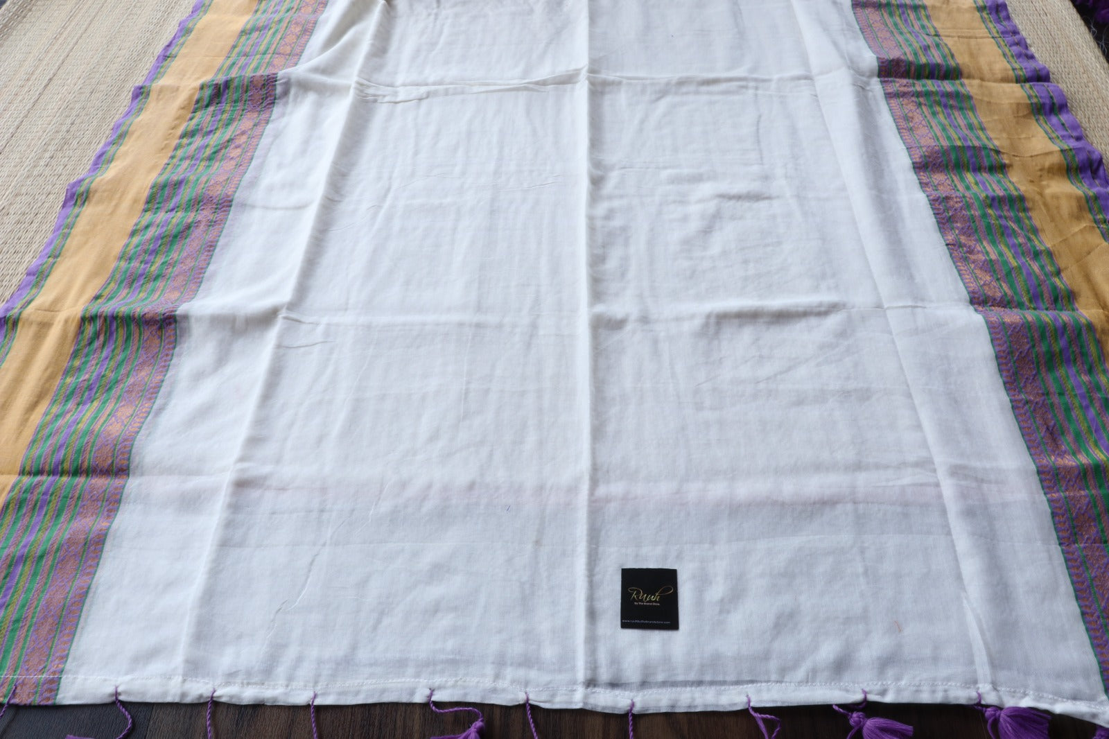 MULMUL SAREE WITH STRIPE & ZARI BORDER