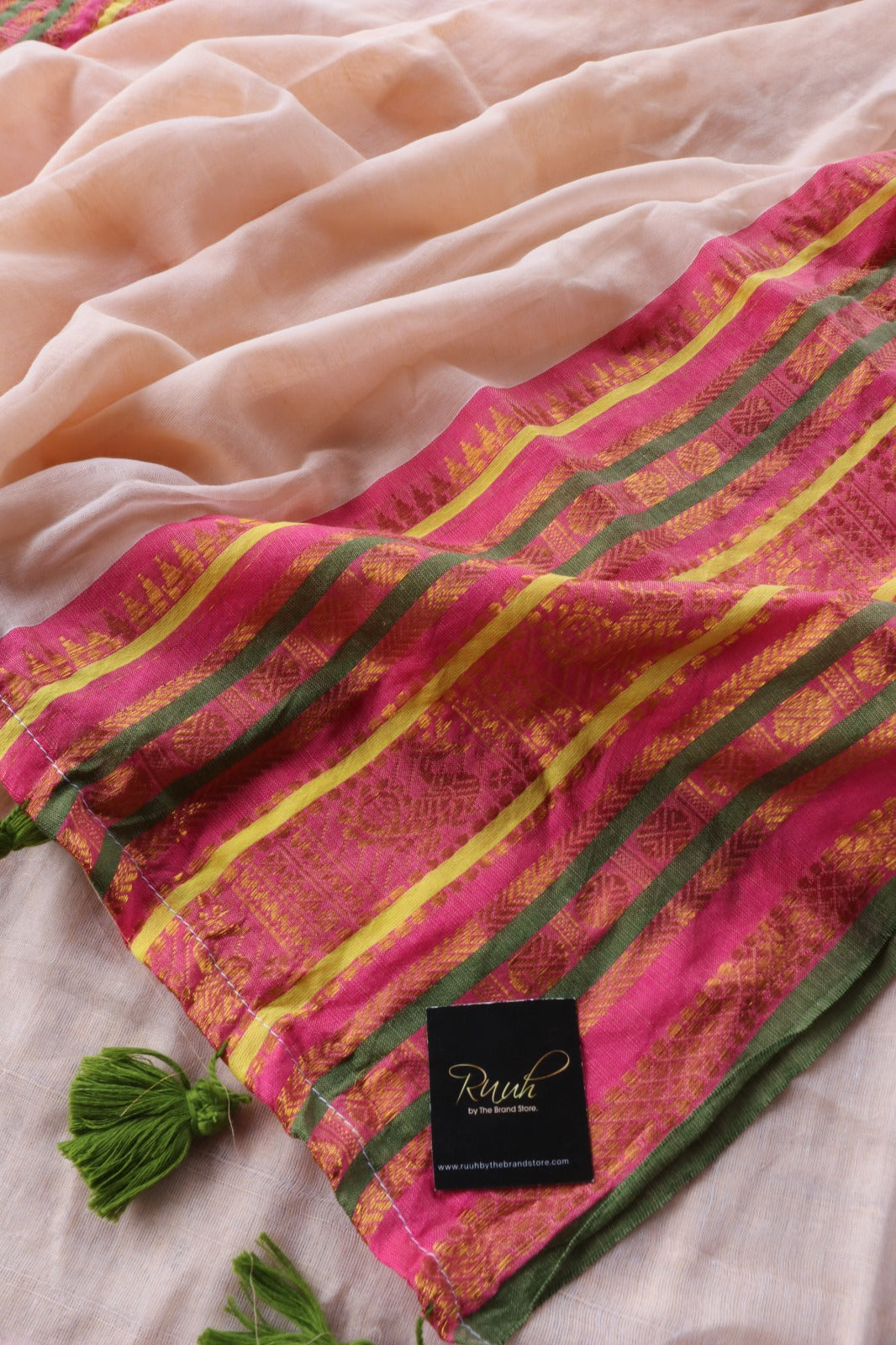 MUL COTTON WITH MULTI COLOUR BORDER