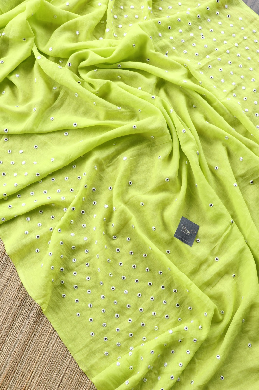 NEON MULMUL MIRROR WORK SAREE-TBS26MMW
