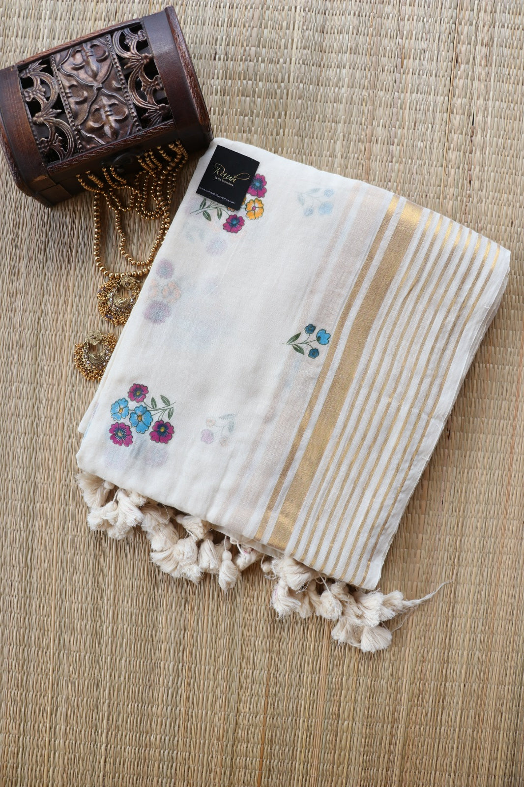 FLORAL PRINTED MUL COTTON SAREE