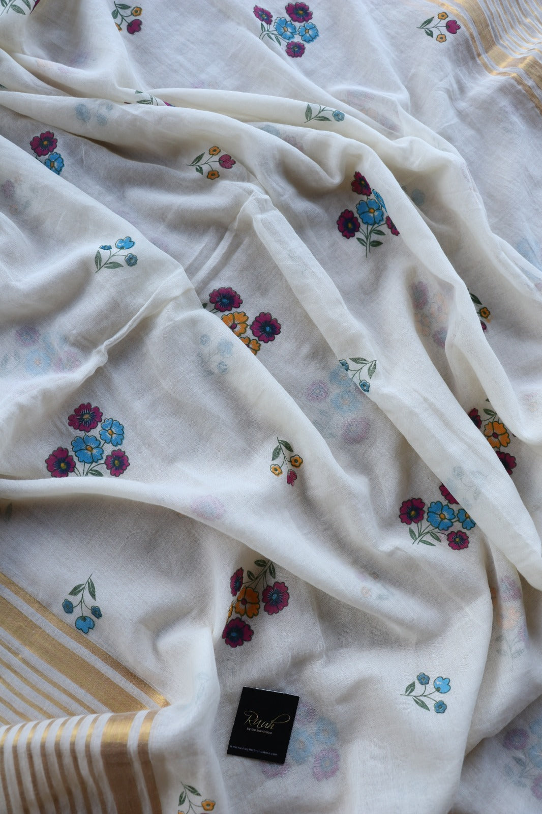 FLORAL PRINTED MUL COTTON SAREE