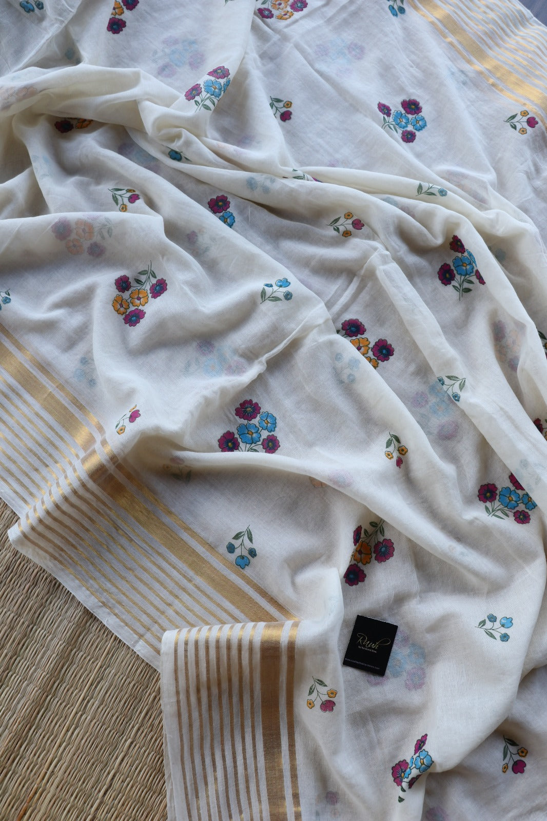 FLORAL PRINTED MUL COTTON SAREE