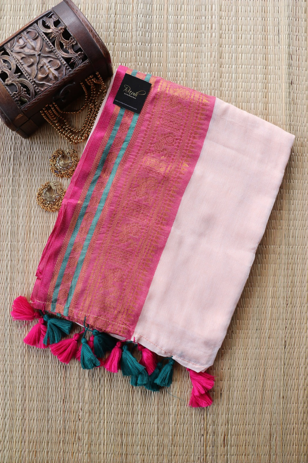 SANDAL SAREE WITH JAQUARD BORDER