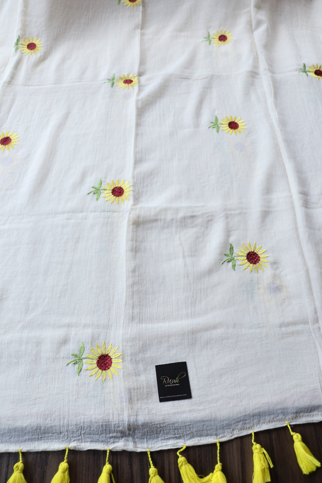 SUNFLOWER EMBROIDERY MUL MUL COTTON SAREE
