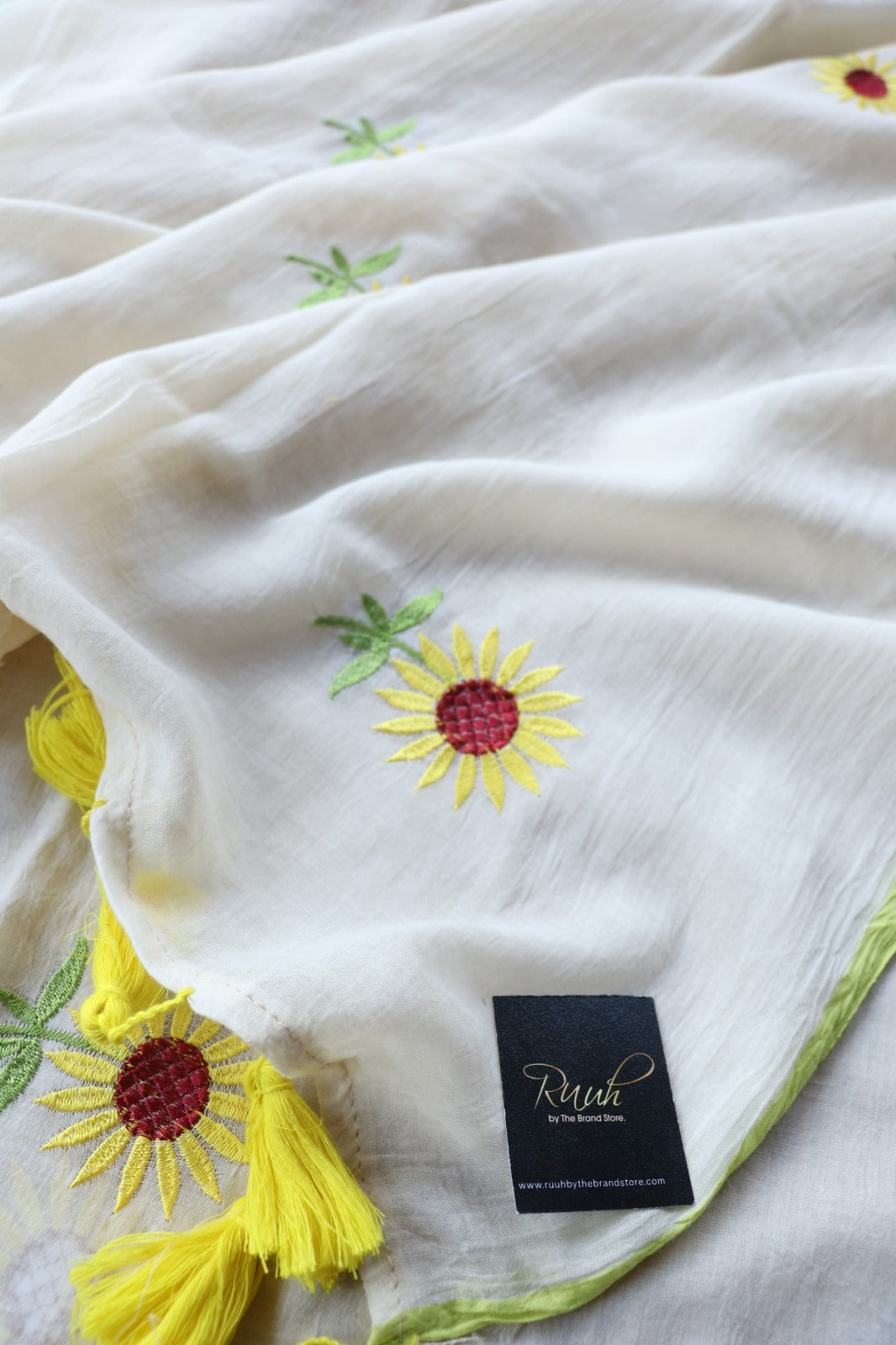 SUNFLOWER EMBROIDERY MUL MUL COTTON SAREE