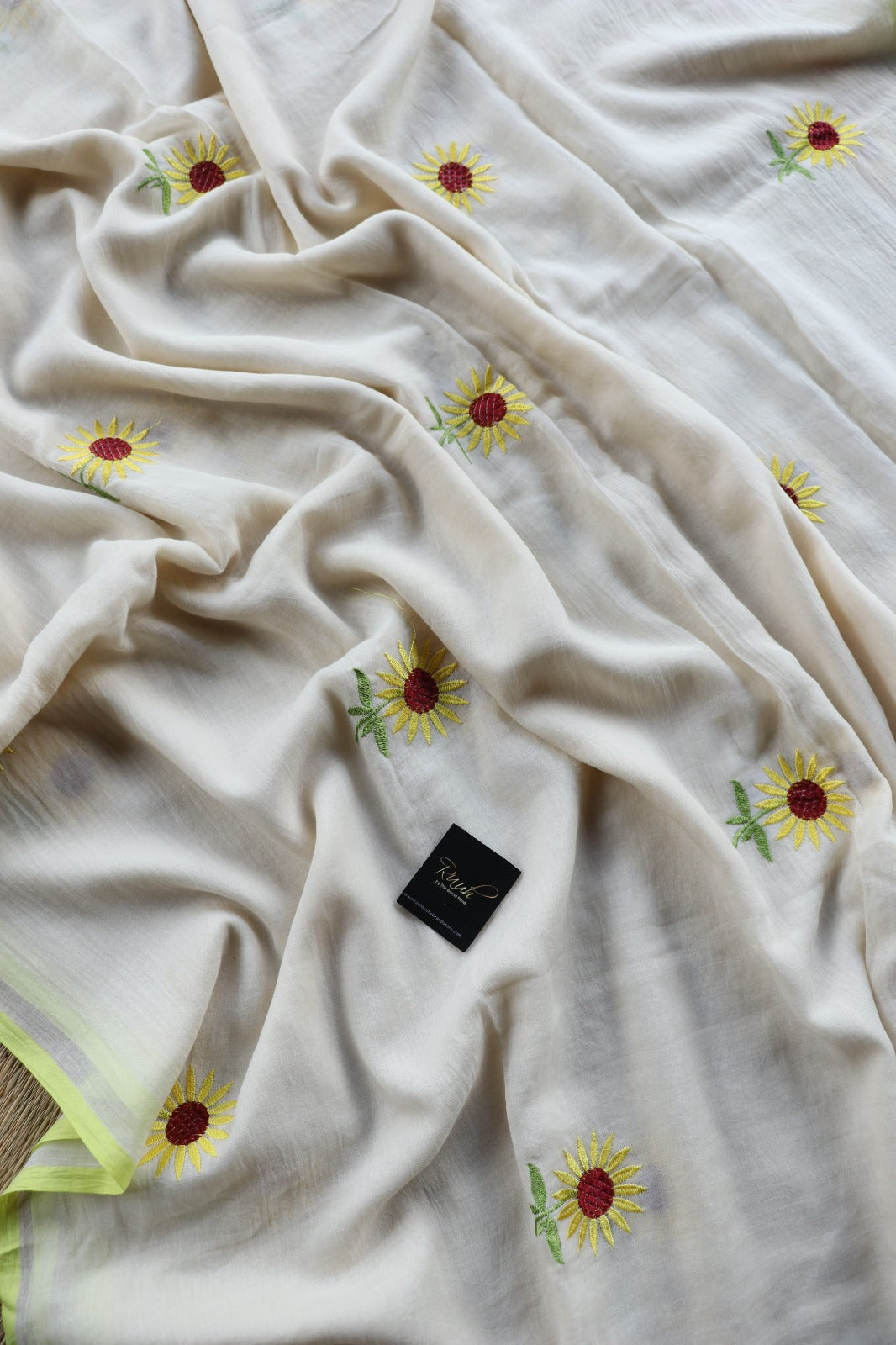 SUNFLOWER EMBROIDERY MUL MUL COTTON SAREE