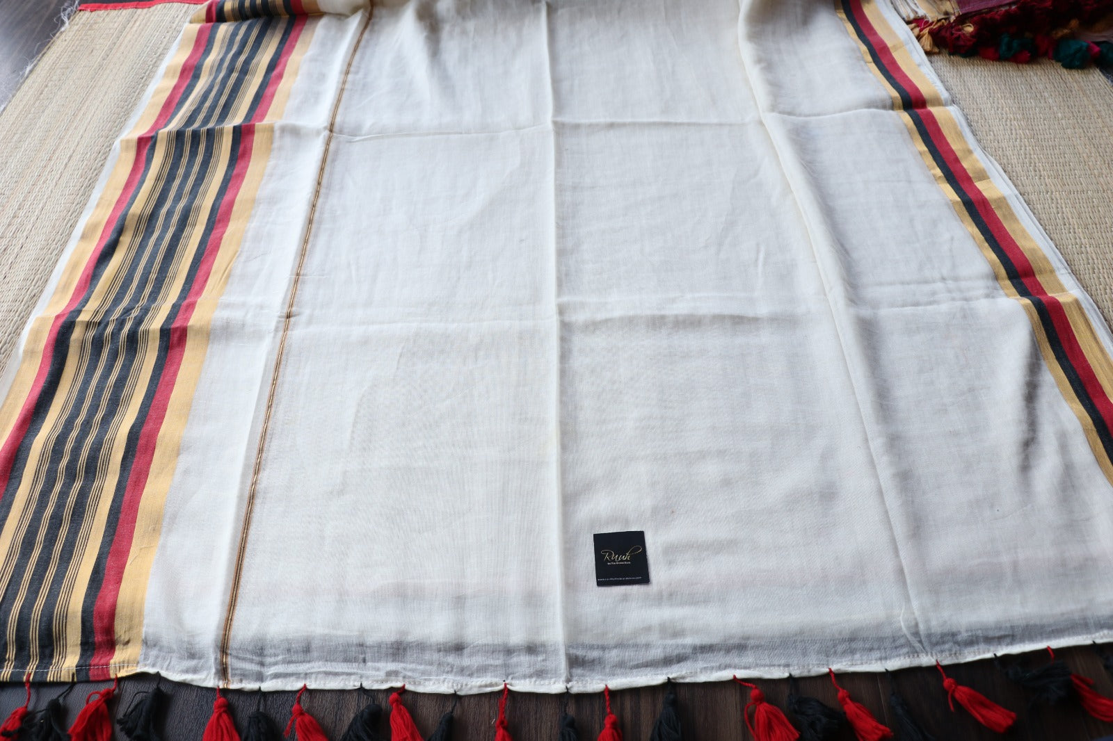 MULMUL SAREE WITH BLACK GOLD BORDER