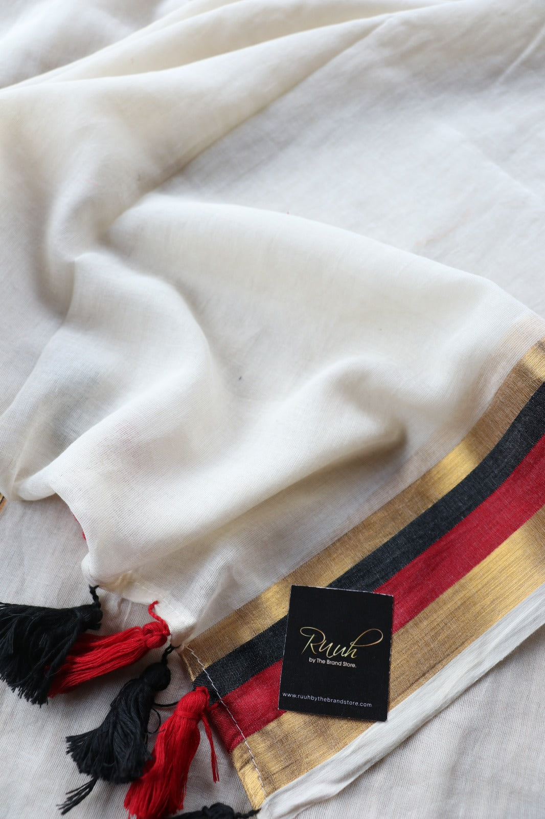MULMUL SAREE WITH BLACK GOLD BORDER