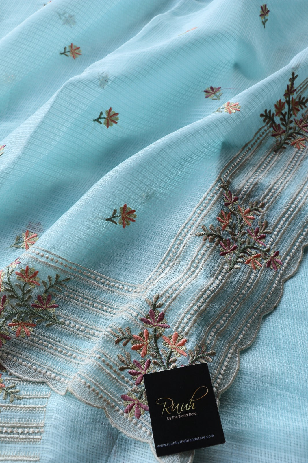 LIGHT BLUE NET KOTA SAREE
