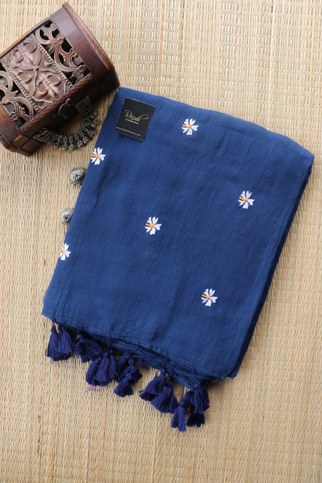 DARK BLUE MULMUL PARIJAT EMBROIDERY-TBS26MPE