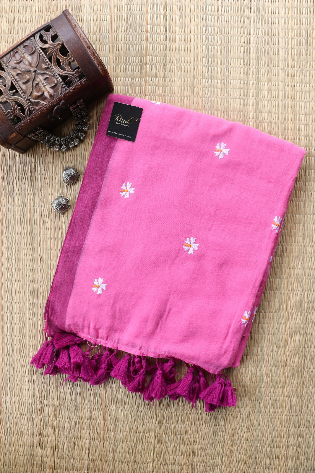 PINK MULMUL PARIJAT EMBROIDERY-TBS26MPE