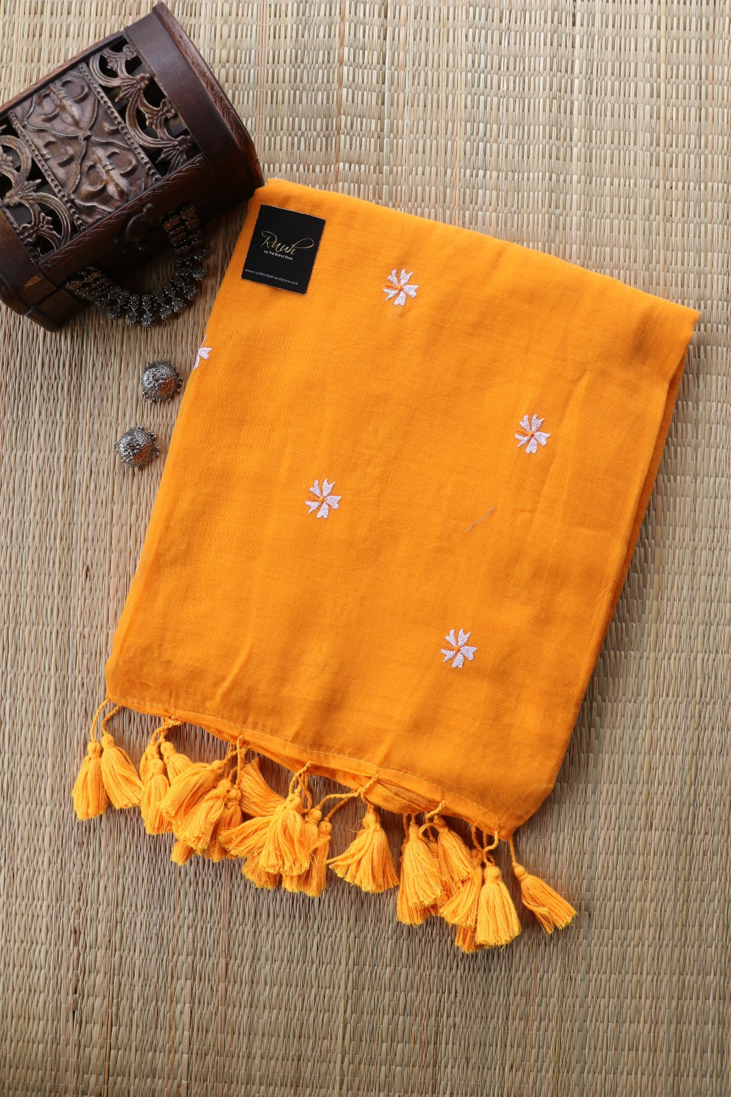 YELLOW  MULMUL PARIJAT EMBROIDERY-TBS26MPE