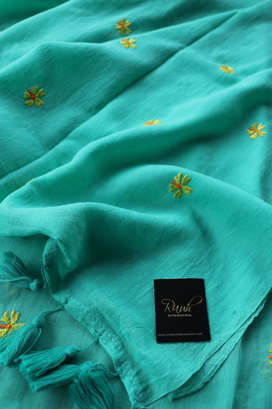 SEA GREEN MULMUL PARIJAT EMBROIDERY-TBS26MPE