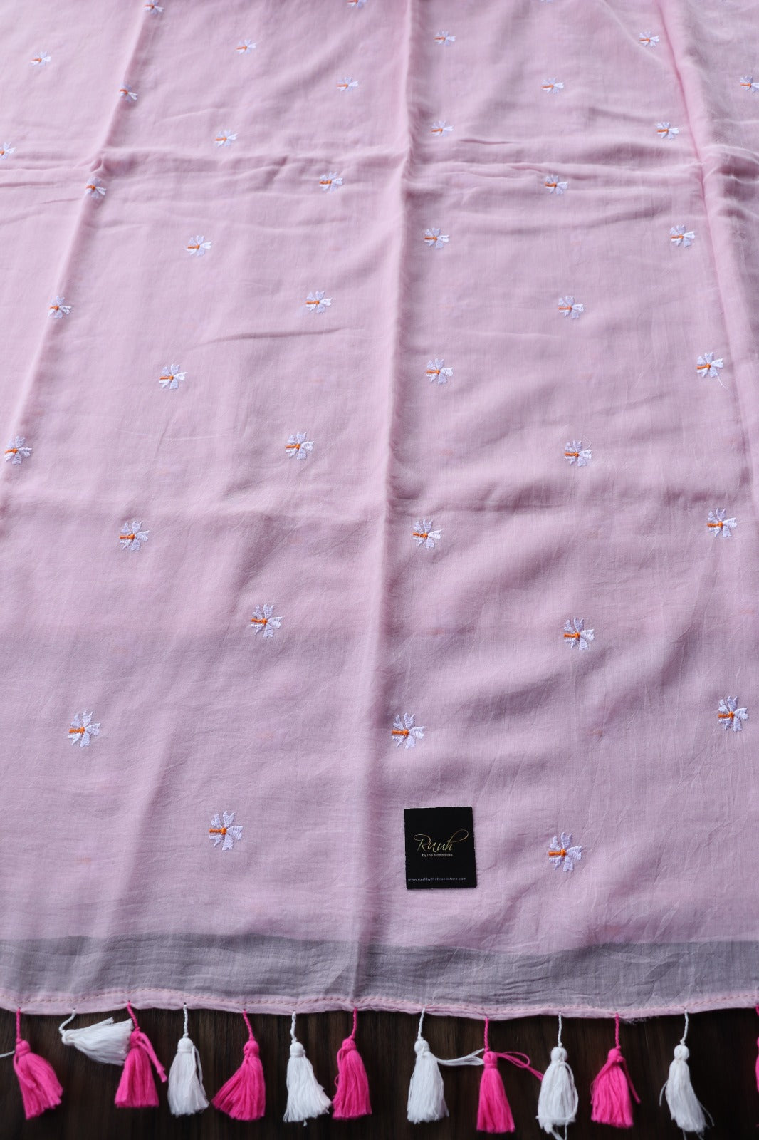 BABY PINK  MULMUL PARIJAT EMBROIDERY-TBS26MPE